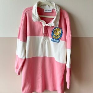 Mini Rodini Pink and White Kids Rugby Shirt